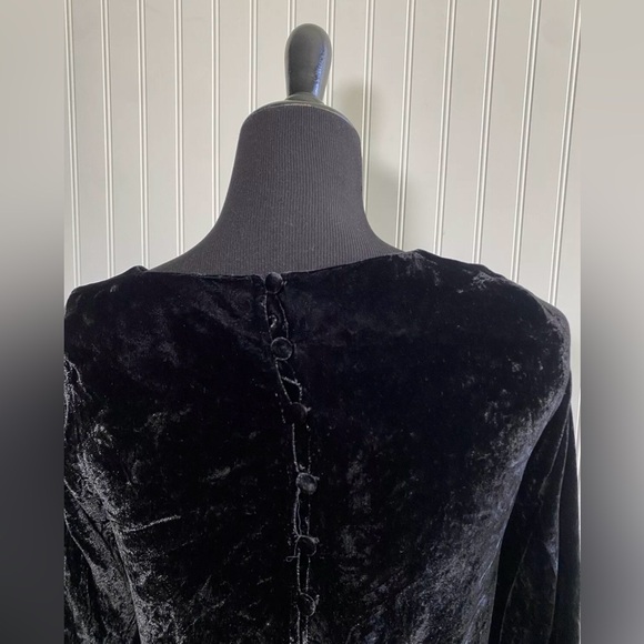 Madewell Black Velvet Bell Sleeve Drop Waist Dress Womens Size XS Romantic Goth - Picture 6 of 15